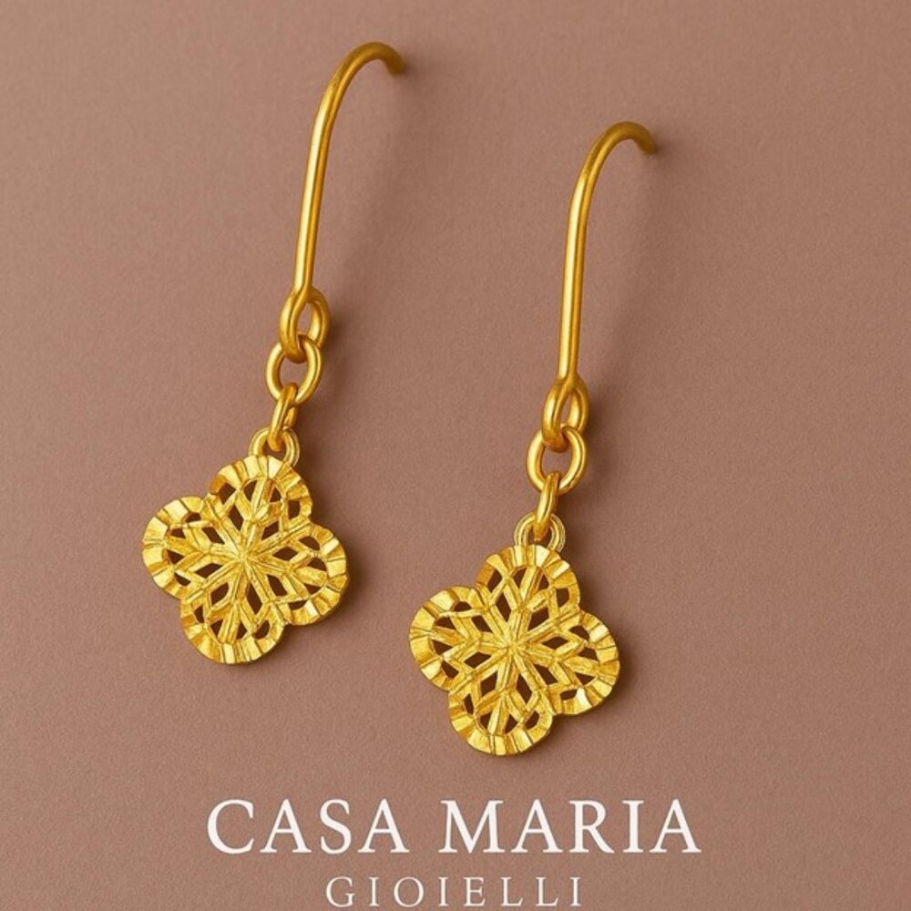 Giro d’Oro Fusion Star Earings | 24K Hollow Yellow Gold | Geometric Earrings